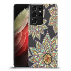 חמניות בשחור כיסוי מגן קשיח מעוצב ל Samsung Galaxy S21 Ultra 5G יחידה אחת סקרין מובייל