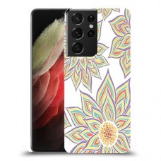 חמניות בלבן כיסוי מגן קשיח מעוצב ל Samsung Galaxy S21 Ultra 5G יחידה אחת סקרין מובייל