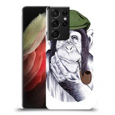 חשיבה קוף כיסוי מגן קשיח מעוצב ל Samsung Galaxy S21 Ultra 5G יחידה אחת סקרין מובייל