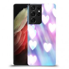 לבבות מעורפלים בכחול כיסוי מגן קשיח מעוצב ל Samsung Galaxy S21 Ultra 5G יחידה אחת סקרין מובייל