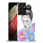 אישה בפרחים כיסוי מגן קשיח מעוצב ל Samsung Galaxy S21 Ultra 5G יחידה אחת סקרין מובייל