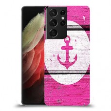 עוגן ורוד מעץ כיסוי מגן קשיח מעוצב ל Samsung Galaxy S21 Ultra 5G יחידה אחת סקרין מובייל