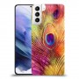 נוצת טווס כיסוי מגן קשיח מעוצב ל Samsung Galaxy S21+ 5G יחידה אחת סקרין מובייל