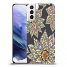 חמניות בשחור כיסוי מגן קשיח מעוצב ל Samsung Galaxy S21+ 5G יחידה אחת סקרין מובייל