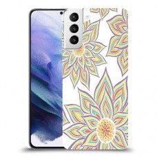 חמניות בלבן כיסוי מגן קשיח מעוצב ל Samsung Galaxy S21+ 5G יחידה אחת סקרין מובייל