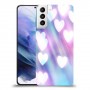 לבבות מעורפלים בכחול כיסוי מגן קשיח מעוצב ל Samsung Galaxy S21+ 5G יחידה אחת סקרין מובייל