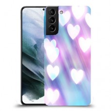 לבבות מעורפלים בכחול כיסוי מגן קשיח מעוצב ל Samsung Galaxy S21 יחידה אחת סקרין מובייל