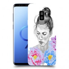אישה בפרחים כיסוי מגן קשיח מעוצב ל Samsung Galaxy S9+ יחידה אחת סקרין מובייל