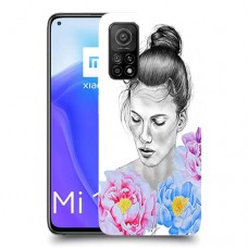 אישה בפרחים כיסוי מגן קשיח מעוצב ל Xiaomi Mi 10T 5G יחידה אחת סקרין מובייל