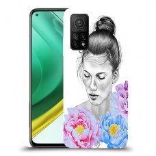 אישה בפרחים כיסוי מגן קשיח מעוצב ל Xiaomi Mi 10T Pro 5G יחידה אחת סקרין מובייל