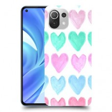 לבבות פסטל כיסוי מגן קשיח מעוצב ל Xiaomi Mi 11 Lite יחידה אחת סקרין מובייל