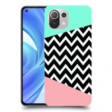 פסים במנטה ורוד כיסוי מגן קשיח מעוצב ל Xiaomi Mi 11 Lite יחידה אחת סקרין מובייל
