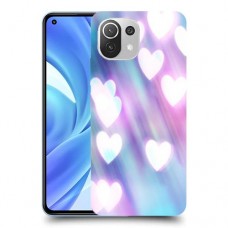 לבבות מעורפלים בכחול כיסוי מגן קשיח מעוצב ל Xiaomi Mi 11 Lite יחידה אחת סקרין מובייל