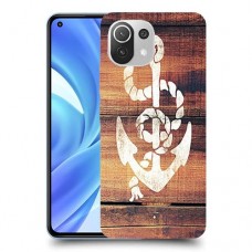 עוגן מעץ כיסוי מגן קשיח מעוצב ל Xiaomi Mi 11 Lite יחידה אחת סקרין מובייל
