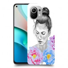 אישה בפרחים כיסוי מגן קשיח מעוצב ל Xiaomi Mi 11 יחידה אחת סקרין מובייל