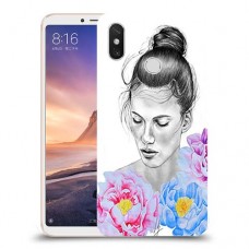 אישה בפרחים כיסוי מגן קשיח מעוצב ל Xiaomi Mi Max 3 יחידה אחת סקרין מובייל