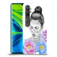 אישה בפרחים כיסוי מגן קשיח מעוצב ל Xiaomi Mi Note 10 Pro יחידה אחת סקרין מובייל
