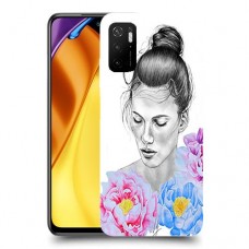 אישה בפרחים כיסוי מגן קשיח מעוצב ל Xiaomi Poco M3 Pro 5G יחידה אחת סקרין מובייל