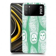 ינשופים על ירוק כיסוי מגן קשיח מעוצב ל Xiaomi Poco M3 יחידה אחת סקרין מובייל