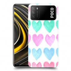 לבבות פסטל כיסוי מגן קשיח מעוצב ל Xiaomi Poco M3 יחידה אחת סקרין מובייל