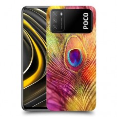 נוצת טווס כיסוי מגן קשיח מעוצב ל Xiaomi Poco M3 יחידה אחת סקרין מובייל