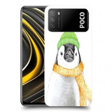 פינגווין בקור כיסוי מגן קשיח מעוצב ל Xiaomi Poco M3 יחידה אחת סקרין מובייל