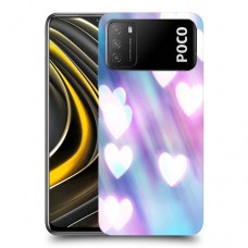 לבבות מעורפלים בכחול כיסוי מגן קשיח מעוצב ל Xiaomi Poco M3 יחידה אחת סקרין מובייל