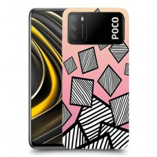 זאברה ריבועים כיסוי מגן קשיח מעוצב ל Xiaomi Poco M3 יחידה אחת סקרין מובייל