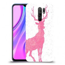 צבי ורוד כיסוי מגן קשיח מעוצב ל Xiaomi Redmi 9 יחידה אחת סקרין מובייל