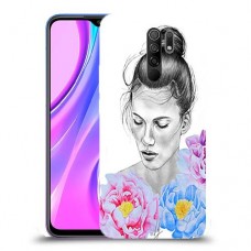 אישה בפרחים כיסוי מגן קשיח מעוצב ל Xiaomi Redmi 9 יחידה אחת סקרין מובייל