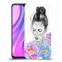אישה בפרחים כיסוי מגן קשיח מעוצב ל Xiaomi Redmi 9 יחידה אחת סקרין מובייל