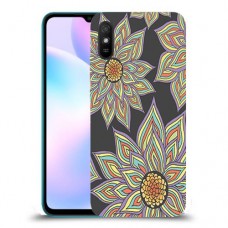 חמניות בשחור כיסוי מגן קשיח מעוצב ל Xiaomi Redmi 9A יחידה אחת סקרין מובייל