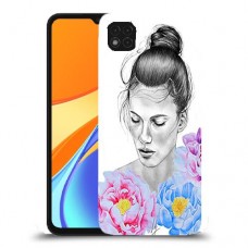 אישה בפרחים כיסוי מגן קשיח מעוצב ל Xiaomi Redmi 9C יחידה אחת סקרין מובייל
