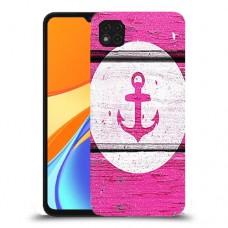 עוגן ורוד מעץ כיסוי מגן קשיח מעוצב ל Xiaomi Redmi 9C יחידה אחת סקרין מובייל