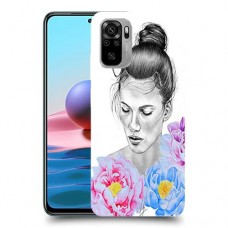 אישה בפרחים כיסוי מגן קשיח מעוצב ל Xiaomi Redmi Note 10 יחידה אחת סקרין מובייל