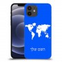 מפת העולם כיסוי מגן קשיח בעיצוב אישי עם השם שלך ל Apple iPhone 12 יחידה אחת סקרין מובייל