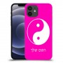סמל יינג יאנג - סין כיסוי מגן קשיח בעיצוב אישי עם השם שלך ל Apple iPhone 12 יחידה אחת סקרין מובייל