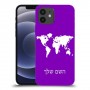 מפת העולם כיסוי מגן קשיח בעיצוב אישי עם השם שלך ל Apple iPhone 12 יחידה אחת סקרין מובייל