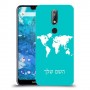 מפת העולם כיסוי מגן קשיח בעיצוב אישי עם השם שלך ל Nokia 7.1 יחידה אחת סקרין מובייל