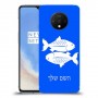 דגים כיסוי מגן קשיח בעיצוב אישי עם השם שלך ל OnePlus 7T יחידה אחת סקרין מובייל