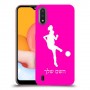 כדורגל - אישה כיסוי מגן קשיח בעיצוב אישי עם השם שלך ל Samsung Galaxy A01 יחידה אחת סקרין מובייל
