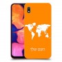 מפת העולם כיסוי מגן קשיח בעיצוב אישי עם השם שלך ל Samsung Galaxy A10 יחידה אחת סקרין מובייל