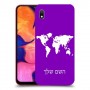 מפת העולם כיסוי מגן קשיח בעיצוב אישי עם השם שלך ל Samsung Galaxy A10 יחידה אחת סקרין מובייל