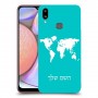 מפת העולם כיסוי מגן קשיח בעיצוב אישי עם השם שלך ל Samsung Galaxy A10s יחידה אחת סקרין מובייל