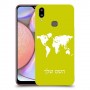 מפת העולם כיסוי מגן קשיח בעיצוב אישי עם השם שלך ל Samsung Galaxy A10s יחידה אחת סקרין מובייל