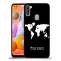 מפת העולם כיסוי מגן קשיח בעיצוב אישי עם השם שלך ל Samsung Galaxy A11 יחידה אחת סקרין מובייל