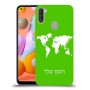 מפת העולם כיסוי מגן קשיח בעיצוב אישי עם השם שלך ל Samsung Galaxy A11 יחידה אחת סקרין מובייל