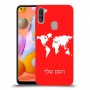 מפת העולם כיסוי מגן קשיח בעיצוב אישי עם השם שלך ל Samsung Galaxy A11 יחידה אחת סקרין מובייל