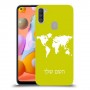 מפת העולם כיסוי מגן קשיח בעיצוב אישי עם השם שלך ל Samsung Galaxy A11 יחידה אחת סקרין מובייל