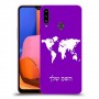 מפת העולם כיסוי מגן קשיח בעיצוב אישי עם השם שלך ל Samsung Galaxy A20s יחידה אחת סקרין מובייל